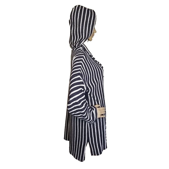 Soft Surroundings Size Large Offshore Hooded Tunic Cover Navy Blue White T45 - Picture 4 of 11
